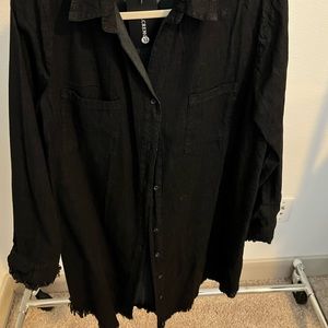 Button up dress with fringe bottom